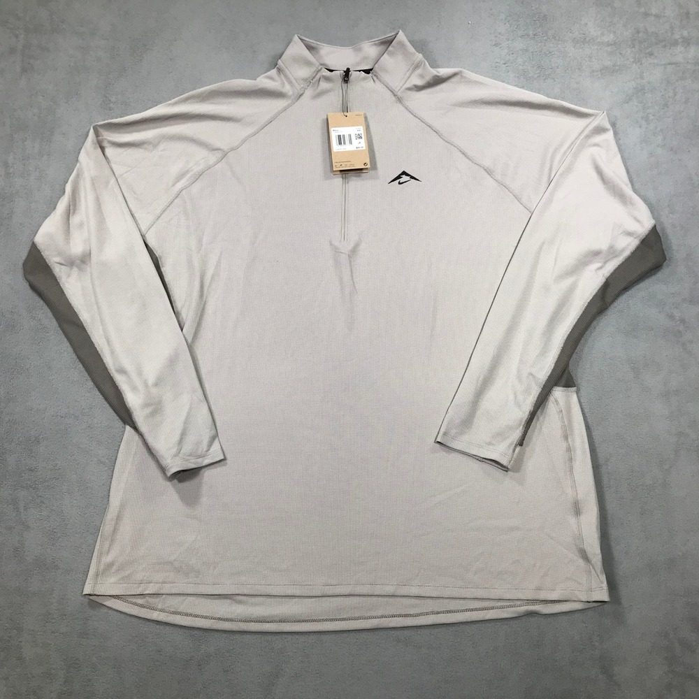 Nike Trail Running Shirt Mens XXL Pullover Grey Dri-FIT 1/4 Zip FV9994-009 New